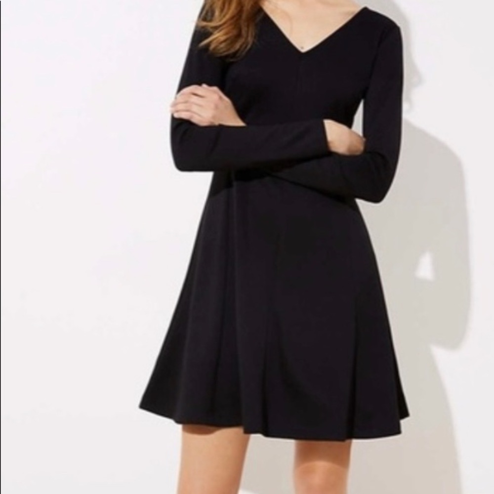 Loft petite black pleated dress